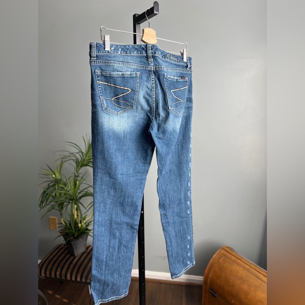 Seven7 Skinny Distressed Stretch, Women's Jeans Pants, medium blue size 12 - Picture 5 of 6